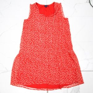 Kaari Blue Red and White Leaf Patterned Dress